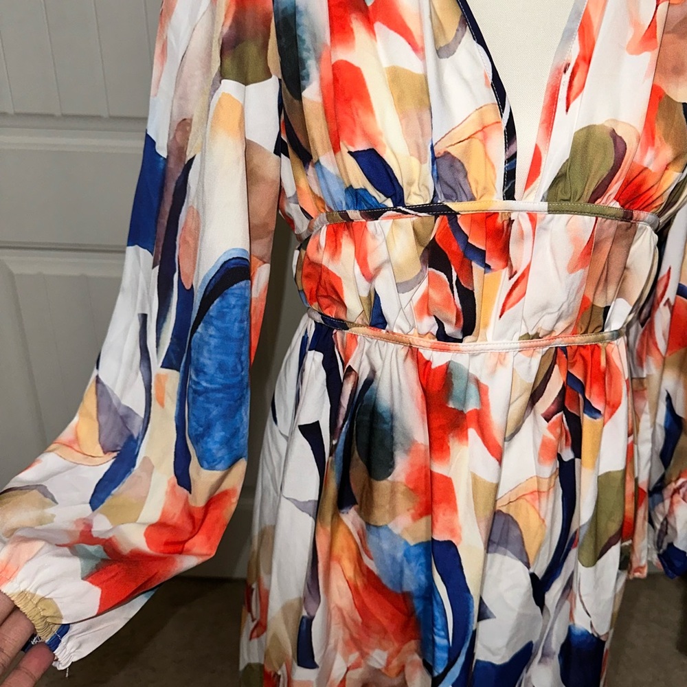 Free flowing floral maxi dress size large, no stretch - Picture 7 of 12